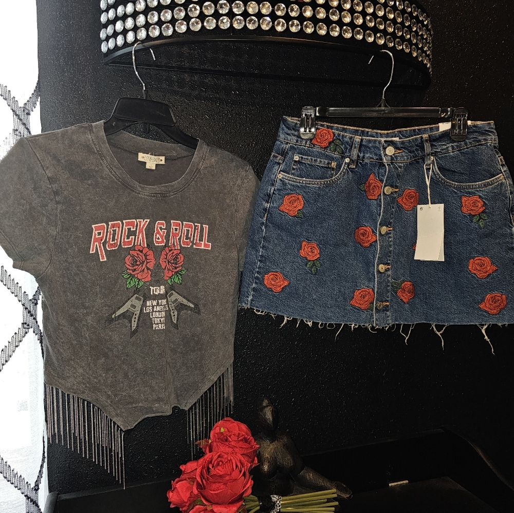 Zara denim mini skirt
